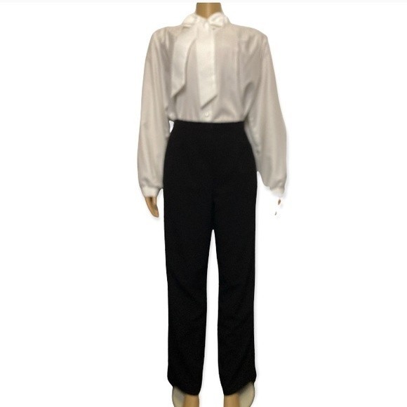 90s Worthington Pants Trouser High Waist Black side zipper straight legs size 14 - Picture 2 of 12